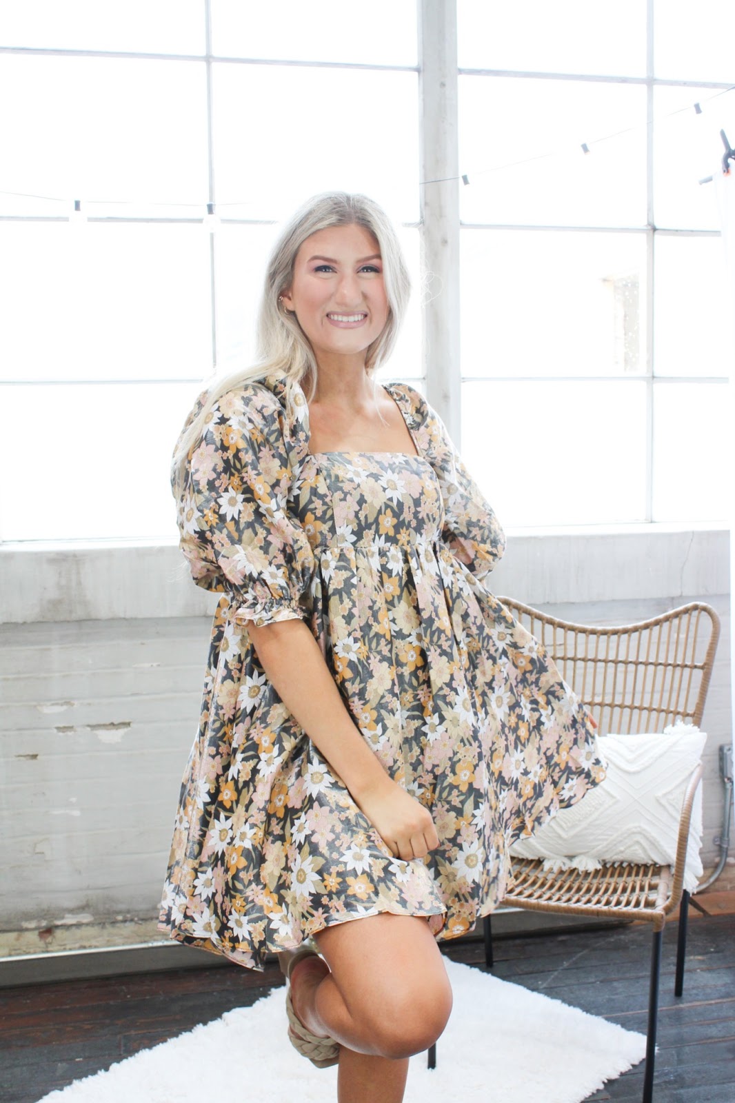 A puff sleeve dress, such as this one from Poppie's Boutique, is a must.