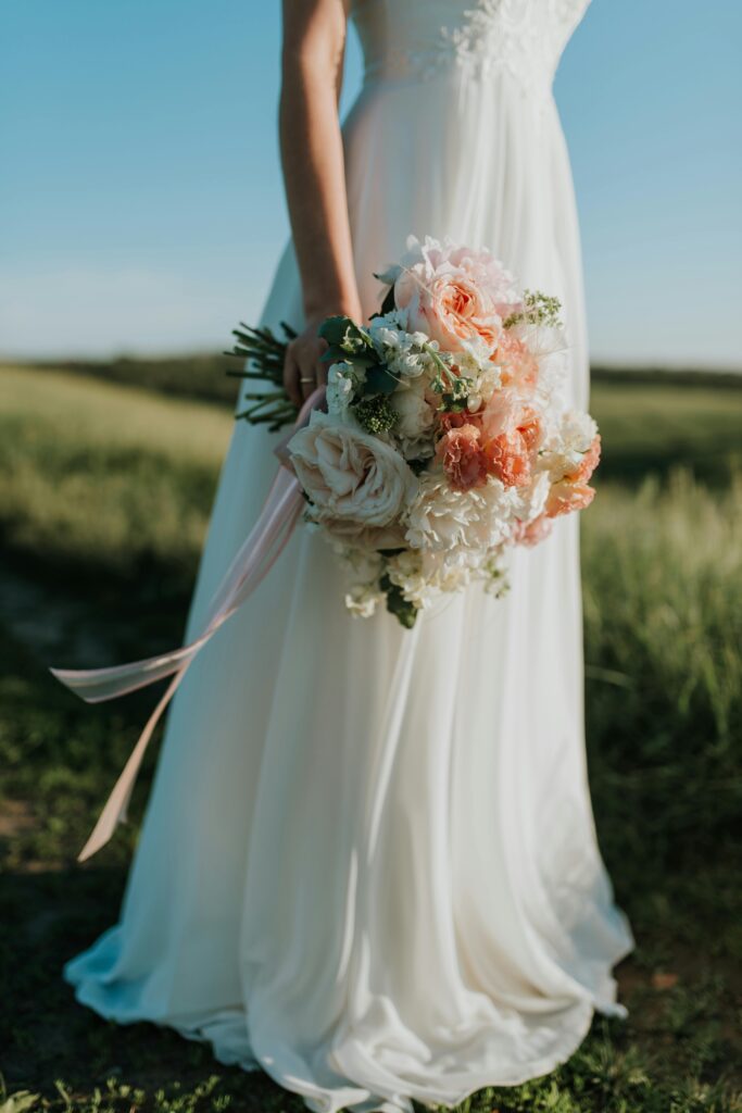 Bride holding flowers