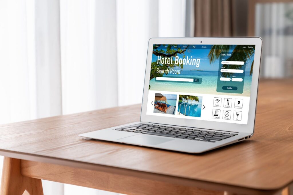 hotel booking laptop