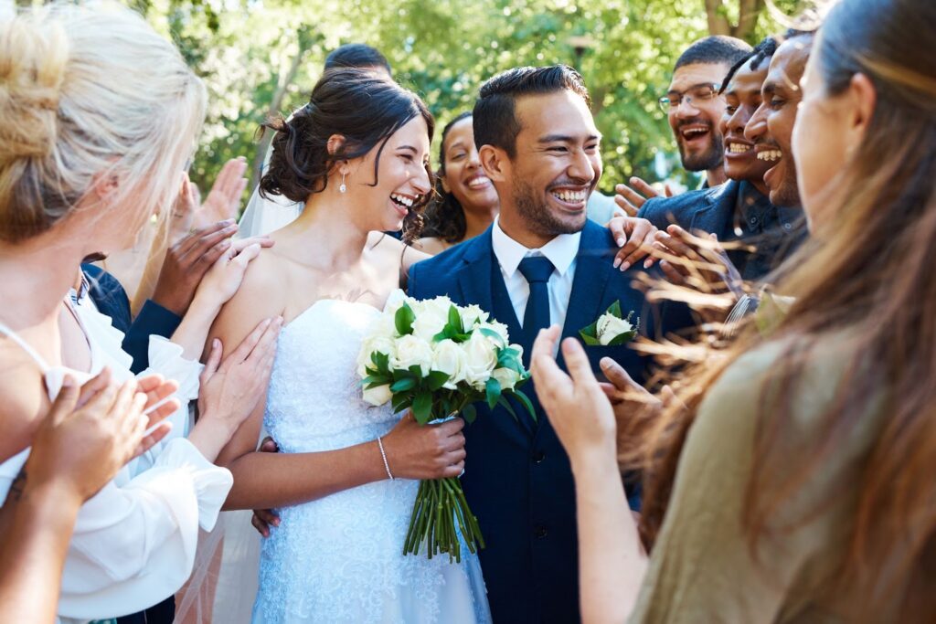 bride groom friends